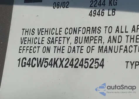 2002 Buick Park Avenue z USA, uszkodzony, nr VIN 1G4CW54KX24245254
